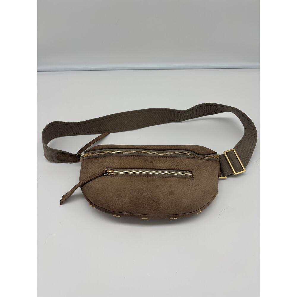 Hammitt Charles Crossbody bag in pewter pebbled suede